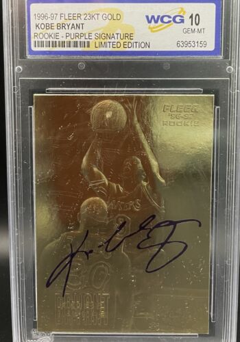 Kobe Bryant 996-97 Fleer 24kt Gold (RC) Serial #41338 Purple Signature 