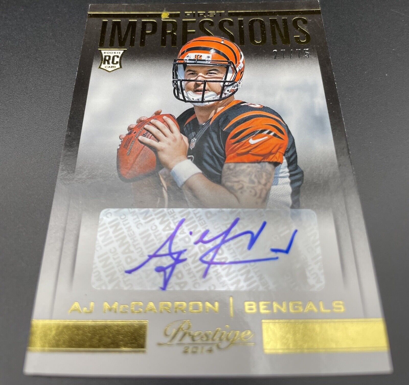 2014 Panini Prestige #FIAJ AJ McCarron First Impressions Autographs #/75 RC