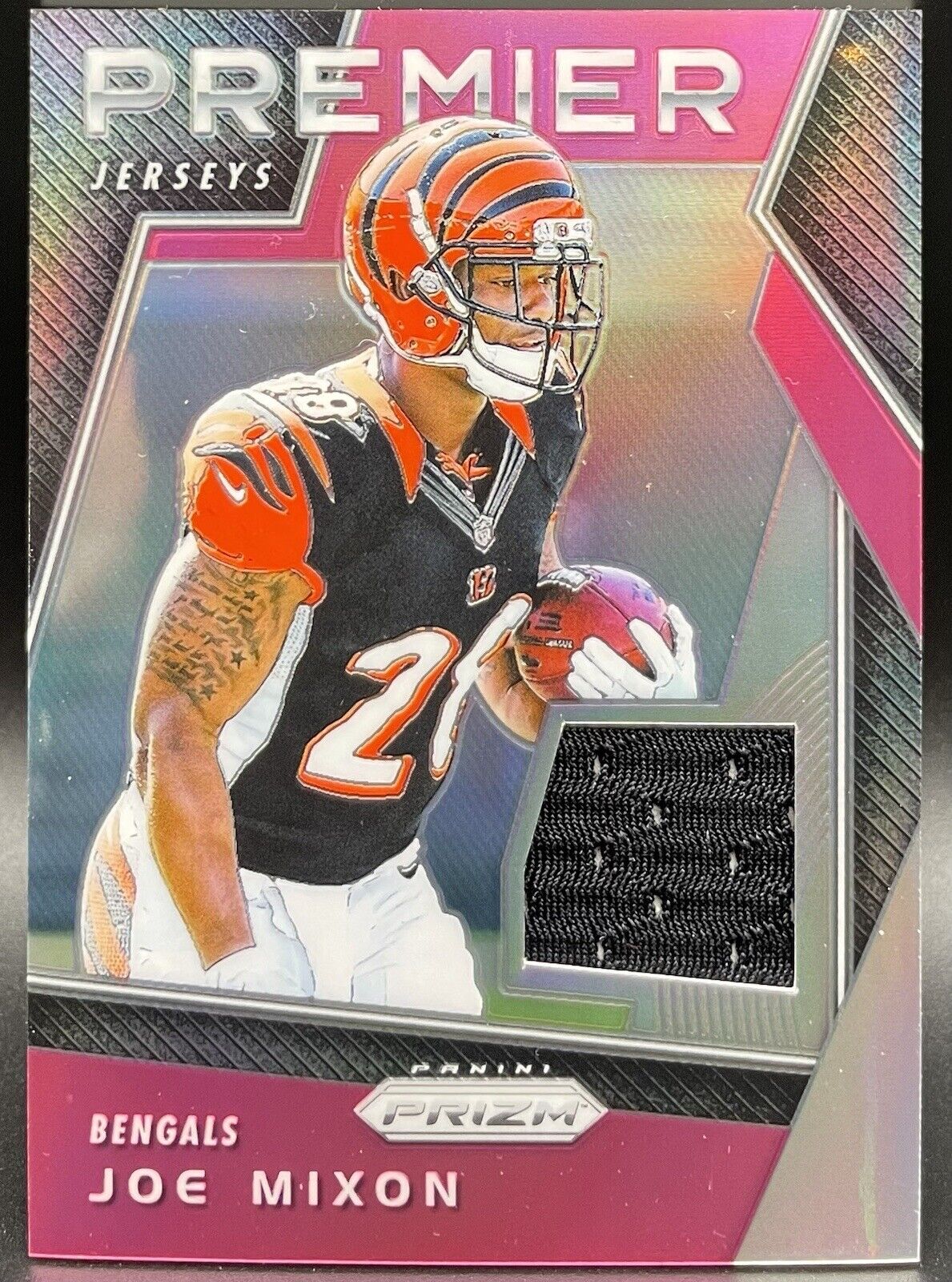 Joe Mixon 2017 Panini Prizm Patch, RC, Pink #18 Cincinnati Bengals🔥🔥💥🏈