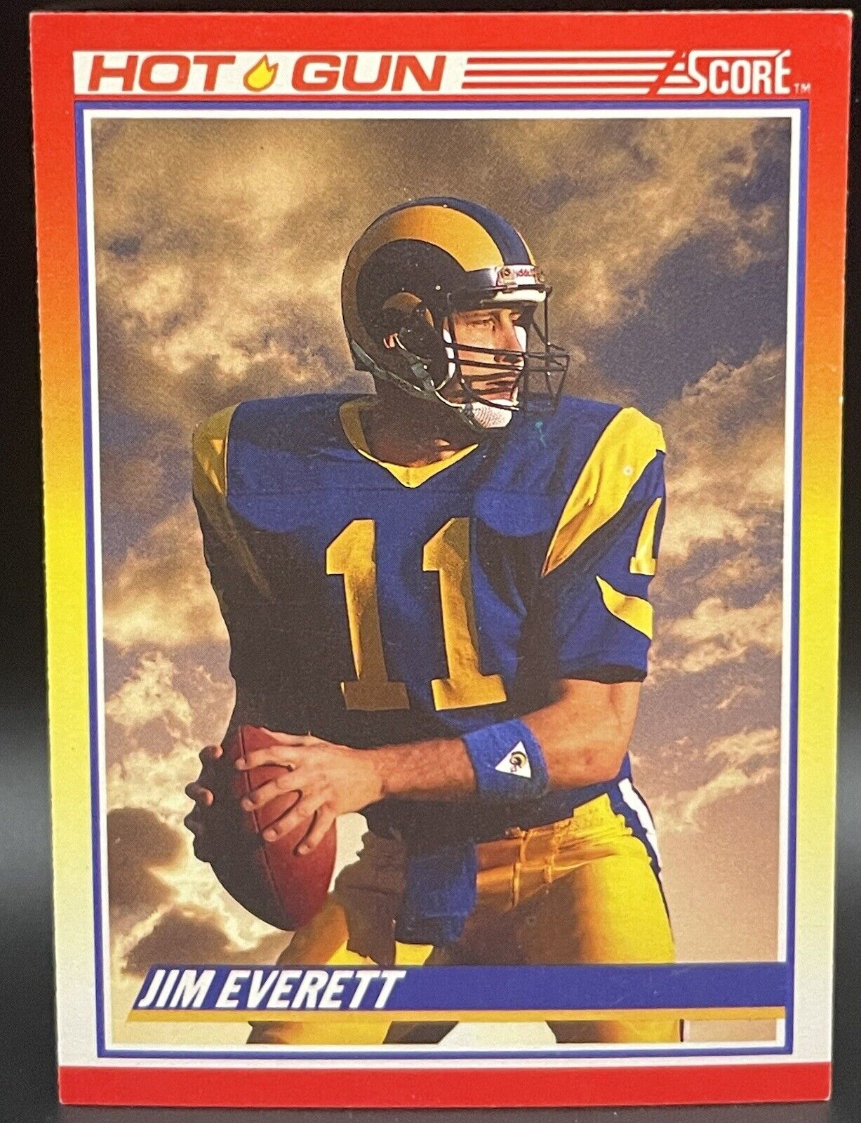 1990 Score Football Jim Everett Hot Gun Los Angeles Rams #312