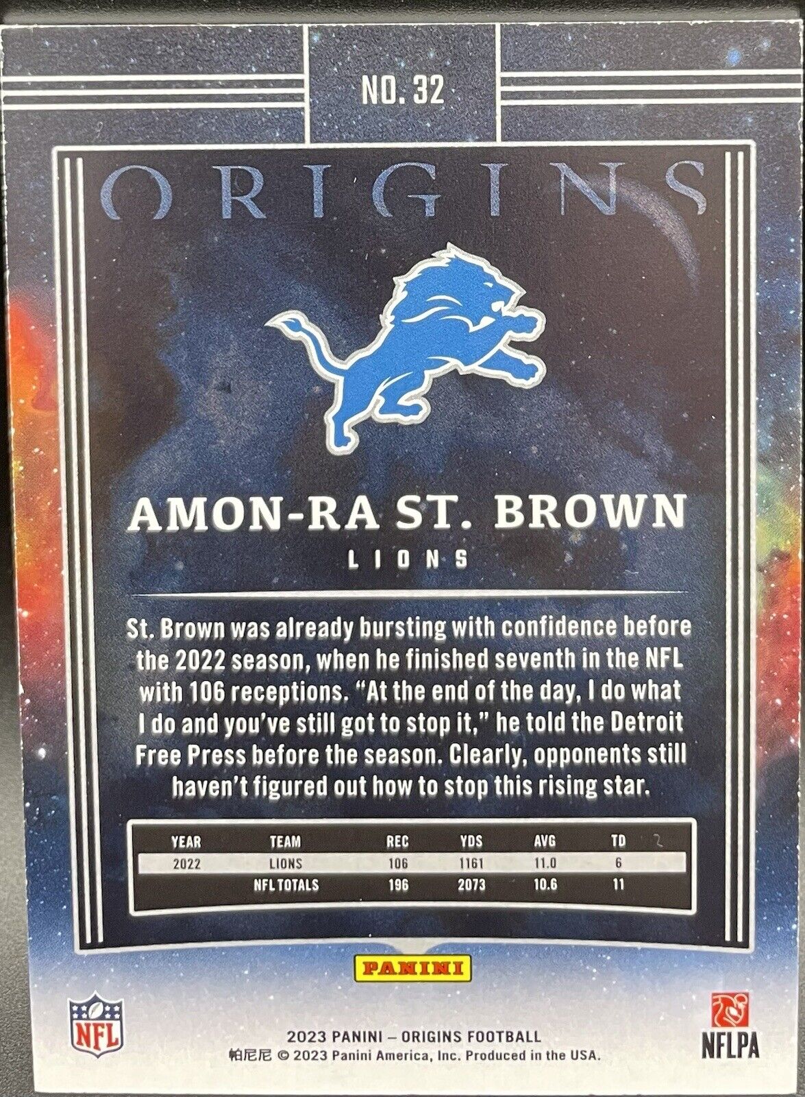 Amon-Ra St. Brown 2023 Panini Origins #32 Detroit Lions  /125 Orange 🔥🏈