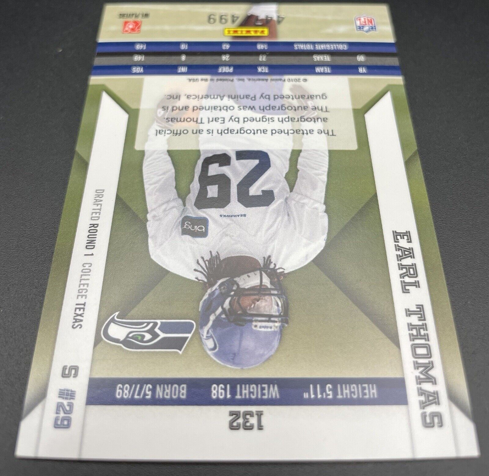 2010 Panini Epix - Rookie Signatures #132 Seattle Seahawks Earl Thomas III /499