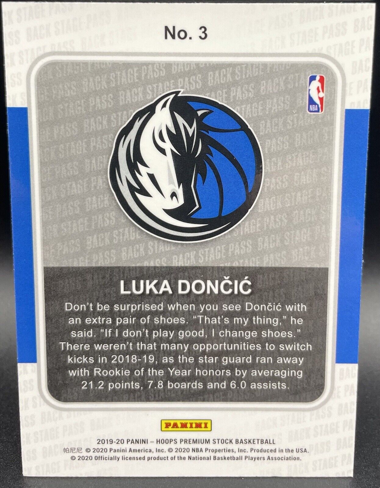 2019 LUKA DONCIC PANINI HOOPS PREMIUM STOCK Rookie #3 Dallas Mavericks🔥🔥