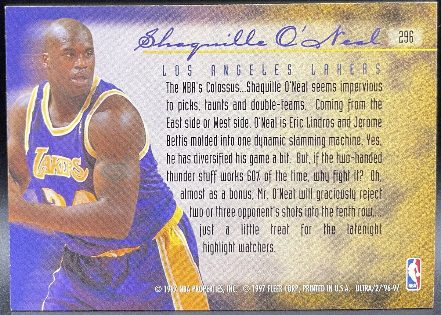 Shaquille O’Nneal 1997 Fleer Ultra #296 Player Of The Game LA Lakers Pink