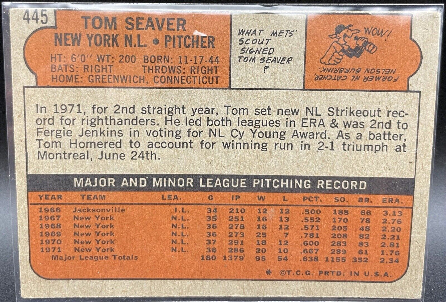 Tom Seaver 1972 Topps #445 New York Mets 