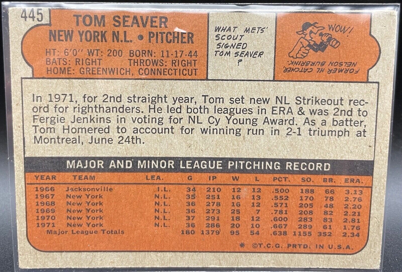 Tom Seaver 1972 Topps #445 New York Mets 