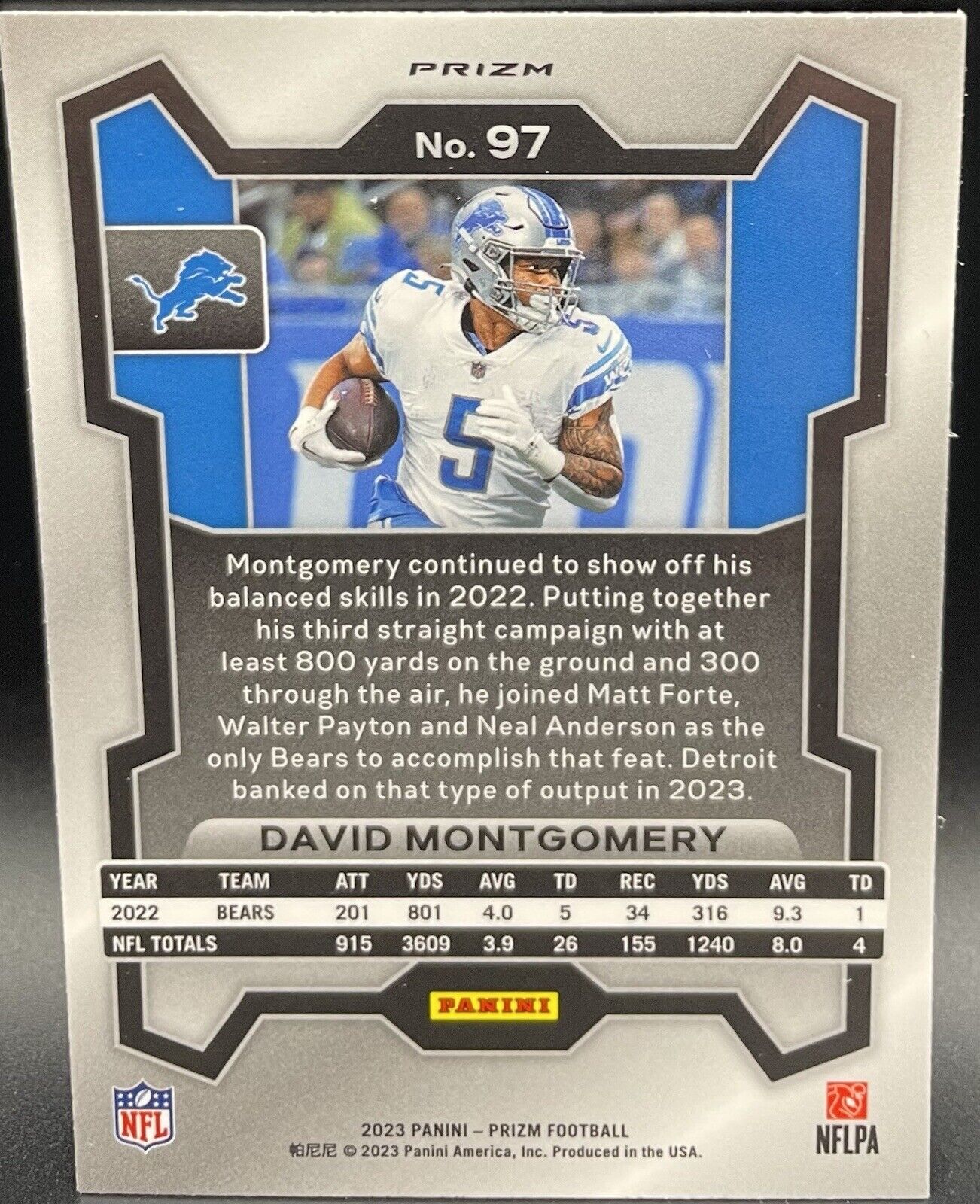 2023 Panini Prizm David Montgomery Neon Green Pulsar #97 Detroit Lions