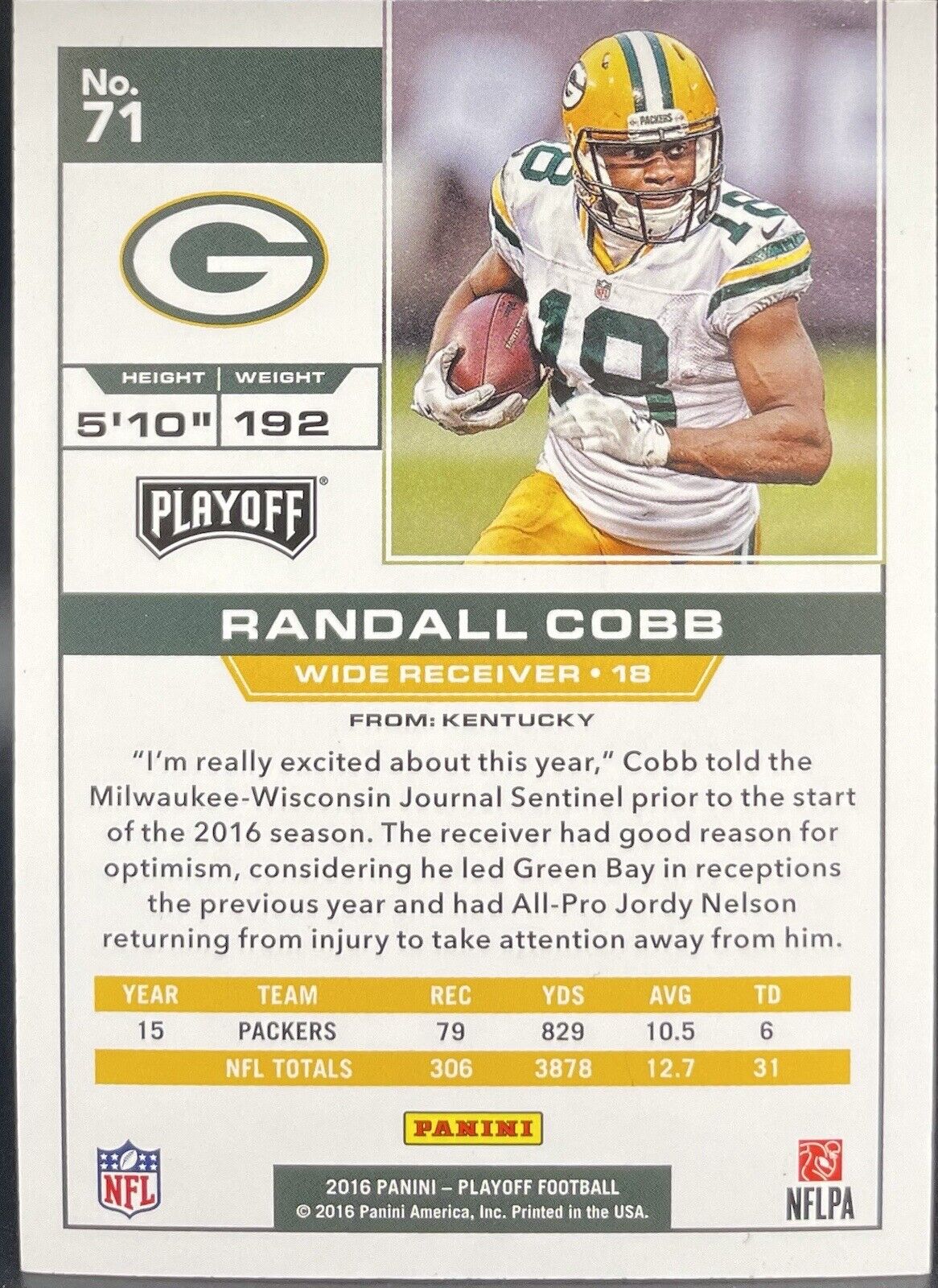 2016 Panini Playoff - Kickoff #71 Randall Cobb /199