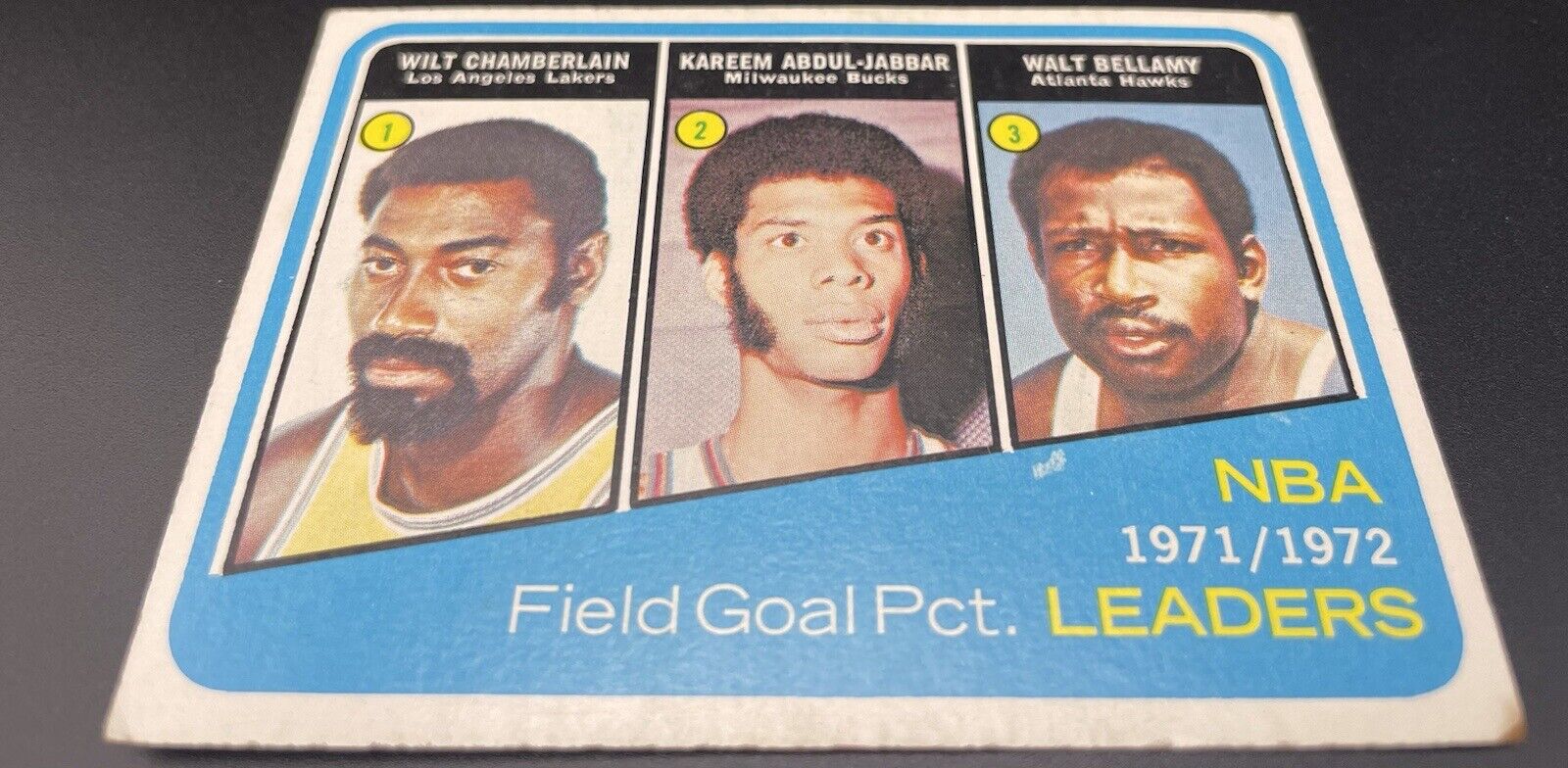 Wilt Chamberlain, Kareem Abdul-Jabbar, Walt Bellamy 1973 Topps #173 field...