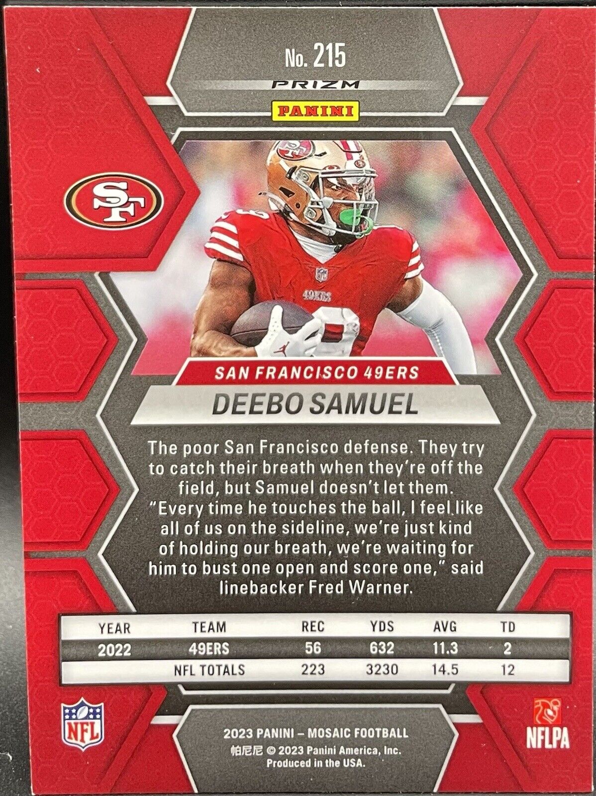 2023 Panini mosaic Deebo Samuel #215 San Francisco 49ers 🔥🔥🏈🔥