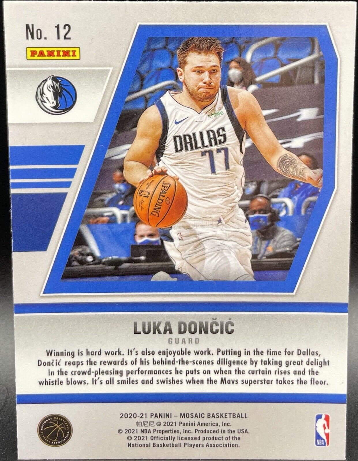 2020  Panini Mosaic Will to Win #12 Luka Doncic  Dallas Mavericks