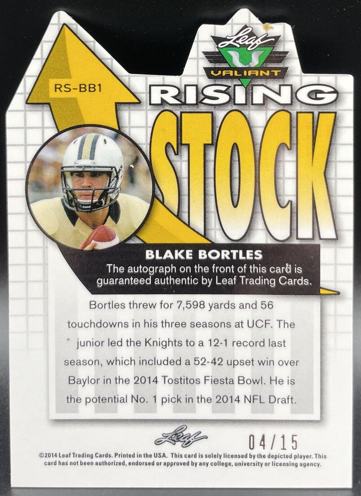 2014 Leaf Rising Stock #RS-BB1 RC, Autograph, 04/15 Purple  Jacksonville Jaguars