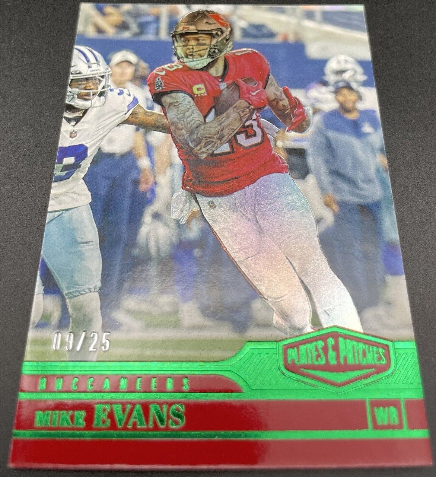 Mike Evans 2023 Panini Plates & Patches #148 Green /25 Tampa Bay Buccaneers