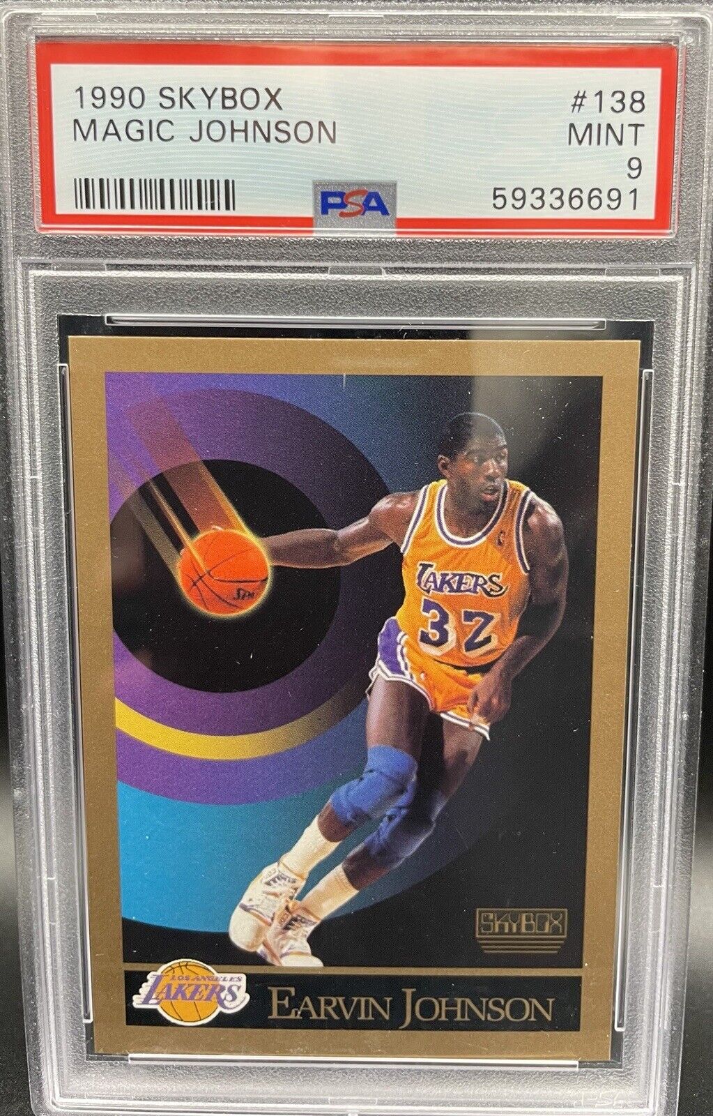 EARVIN MAGIC JOHNSON 1990-91 Skybox #138 PSA Mint 9 Los Angeles Lakers HOF NBA