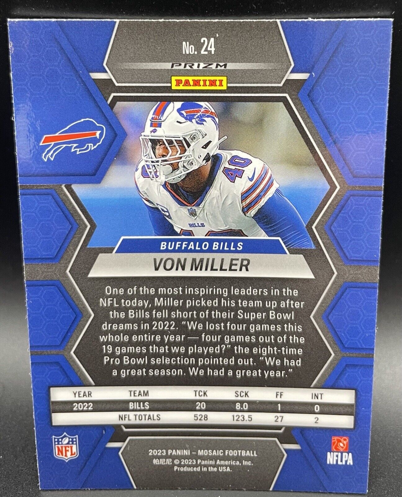 2023 Panini Mosaic VON MILLER #24 Buffalo Bills 🔥🏈💥