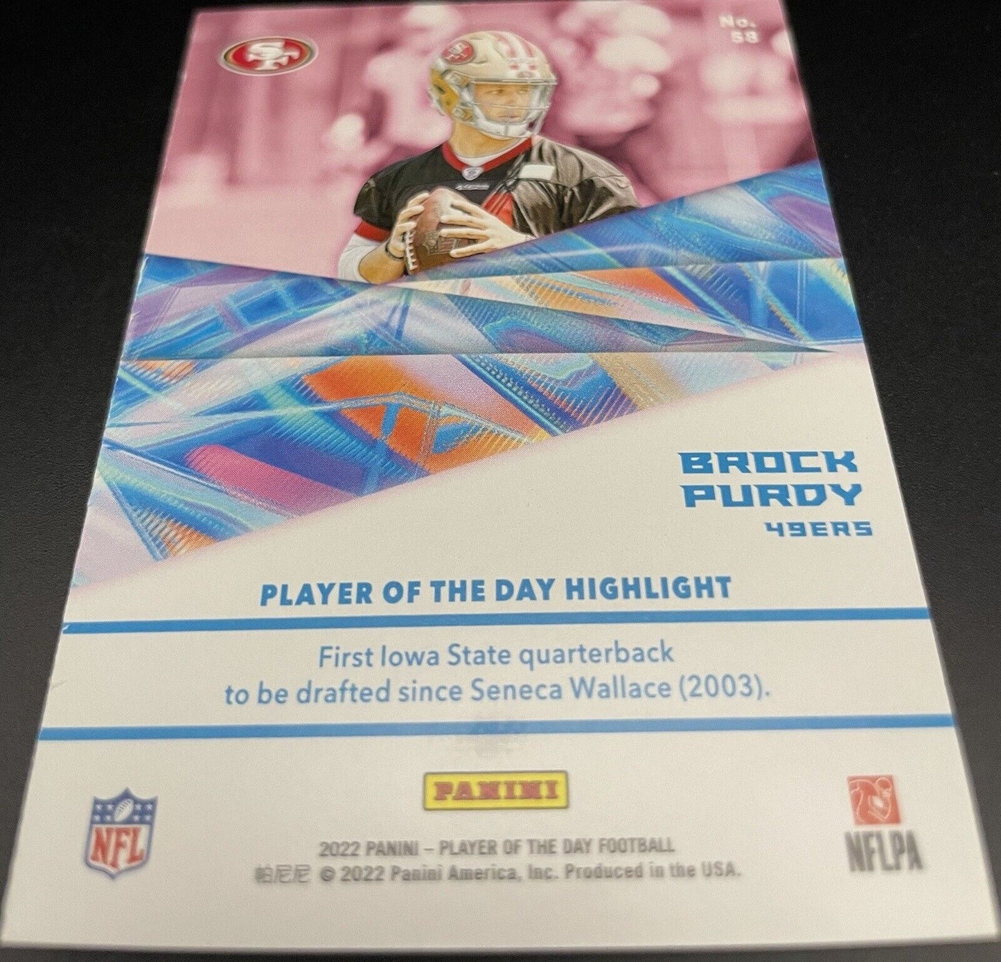 Brock Purdy 2022 Panini Player Of The Day #58 (RC) ERROR CARD San Francisco...