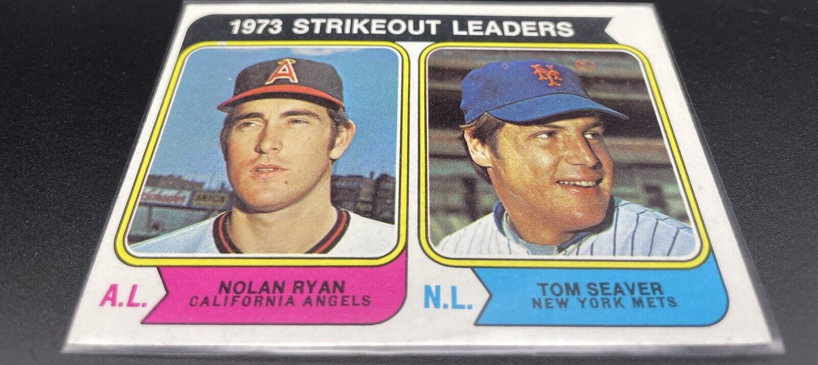 Nolan Ryan & Tom Seaver 1974 Topps #207 1973 Strikeout Leaders  HOF Inductees 