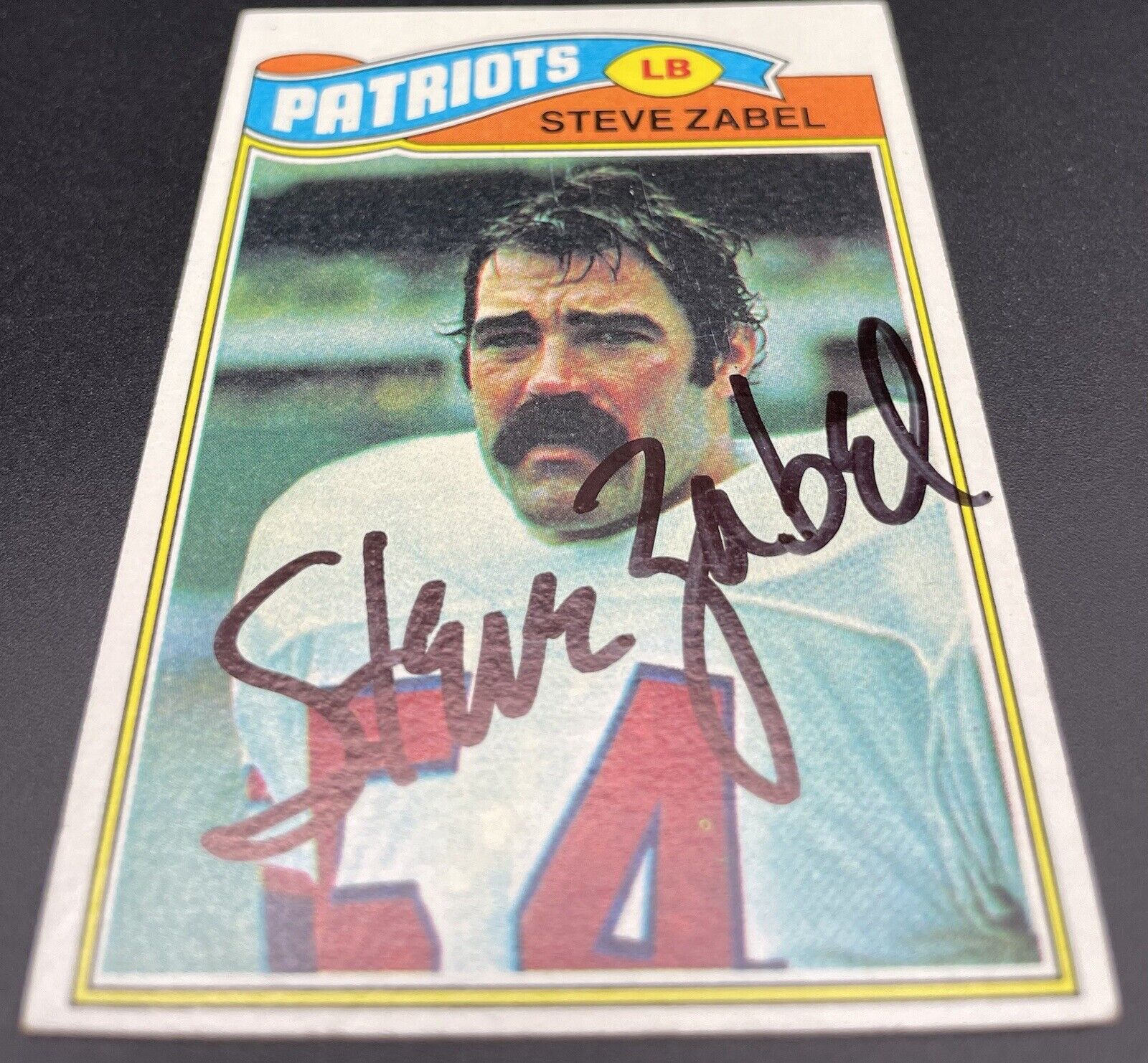 Steve Zabel 1977 Topps #443 Autograph New England Patriots 