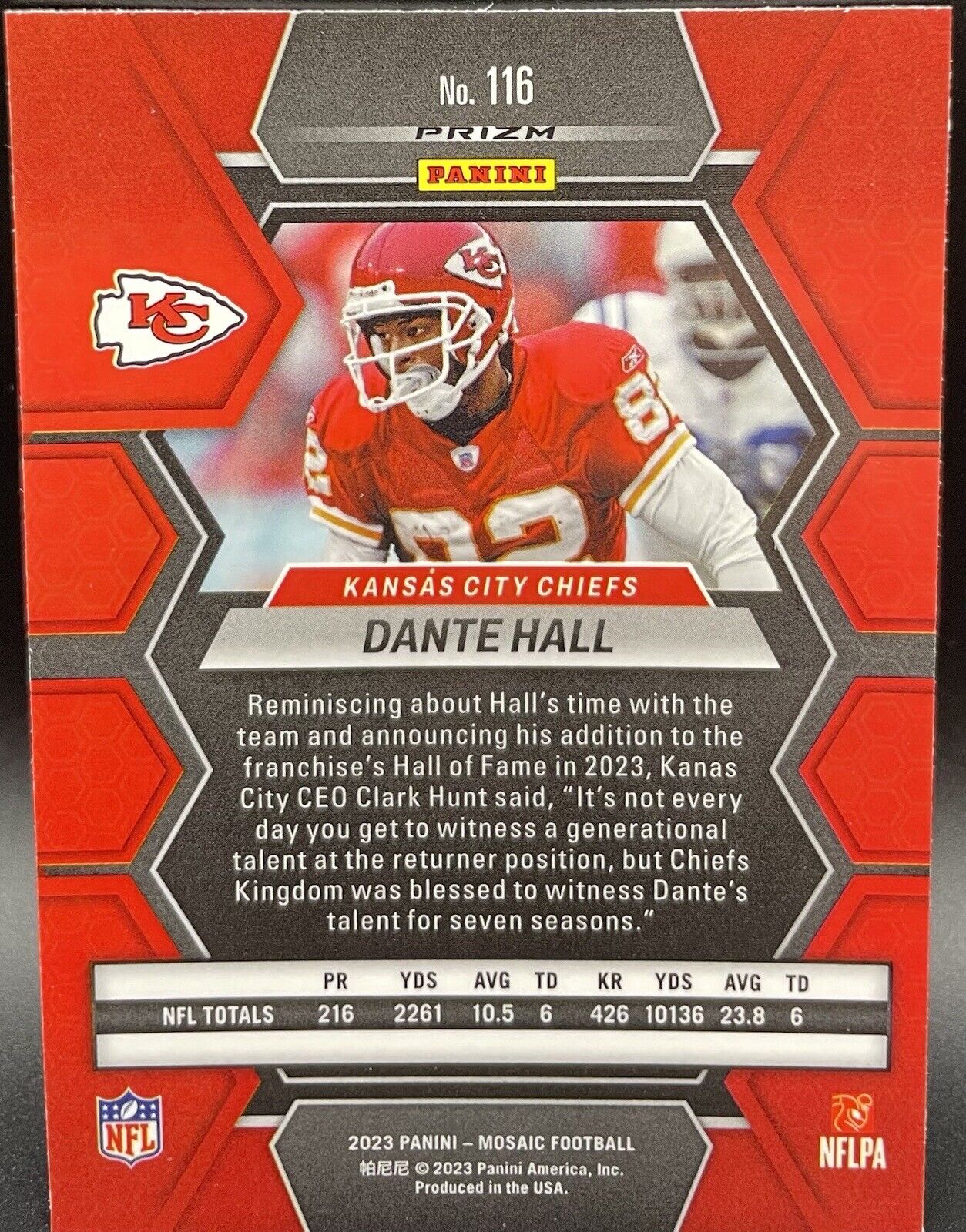 2023 Panini Mosaic Disc Silver Dante Hall #116 Kansas City Chiefs 🔥🔥🏈