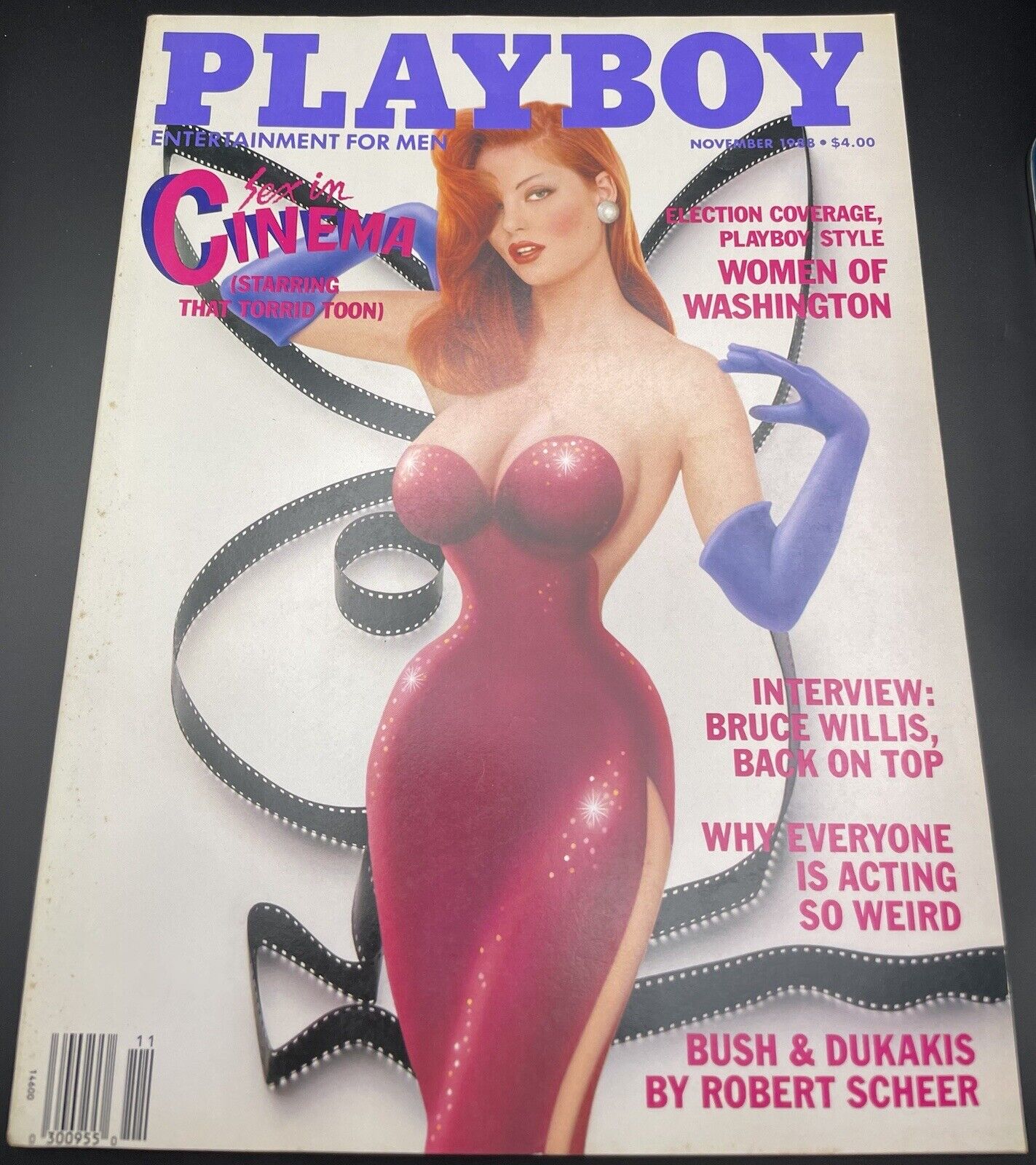 Playboy November 1988, VF Condition, w/Centerfold Pia Reyes, Bruce WIllis