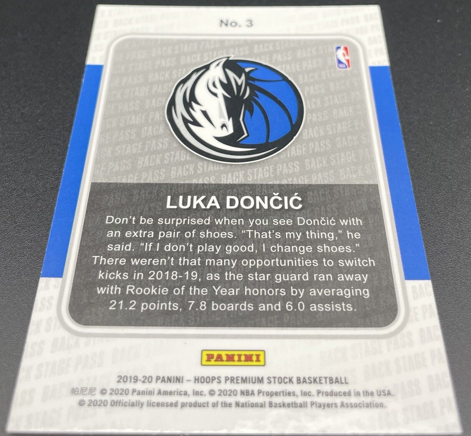 2019 LUKA DONCIC PANINI HOOPS PREMIUM STOCK Rookie #3 Dallas Mavericks🔥🔥