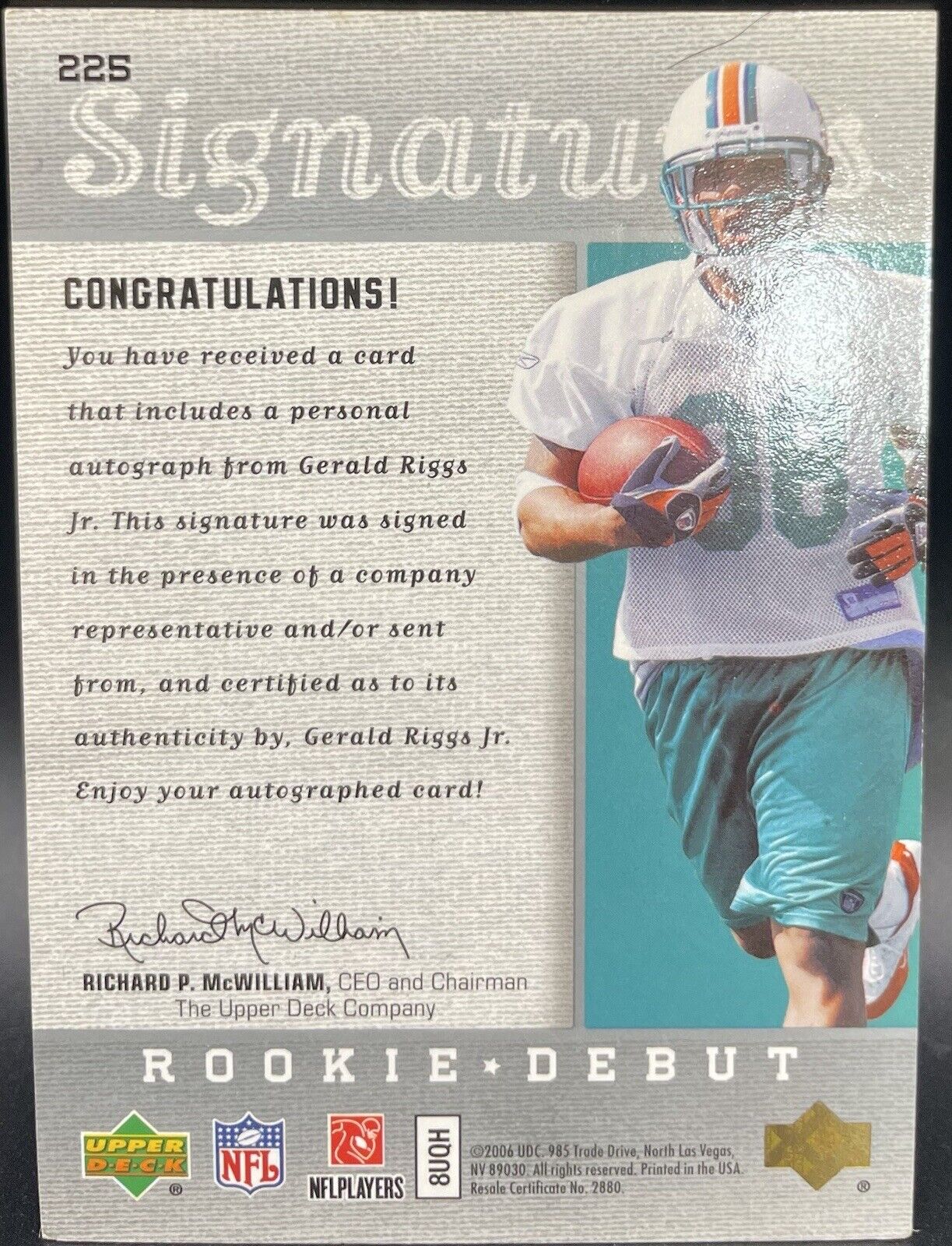 2006 Upper Deck Rookie Debut - Signatures #225 Gerald Riggs Jr. (AU, RC)