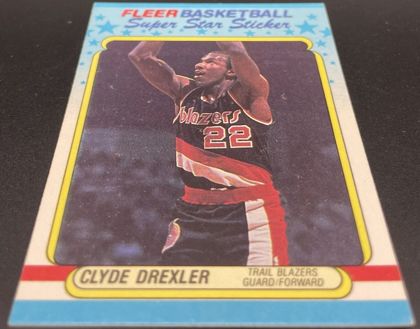 1988 Fleer Super Star Sticker Clyde Drexler #3 Portland TrailBlazers~ NBA HOF