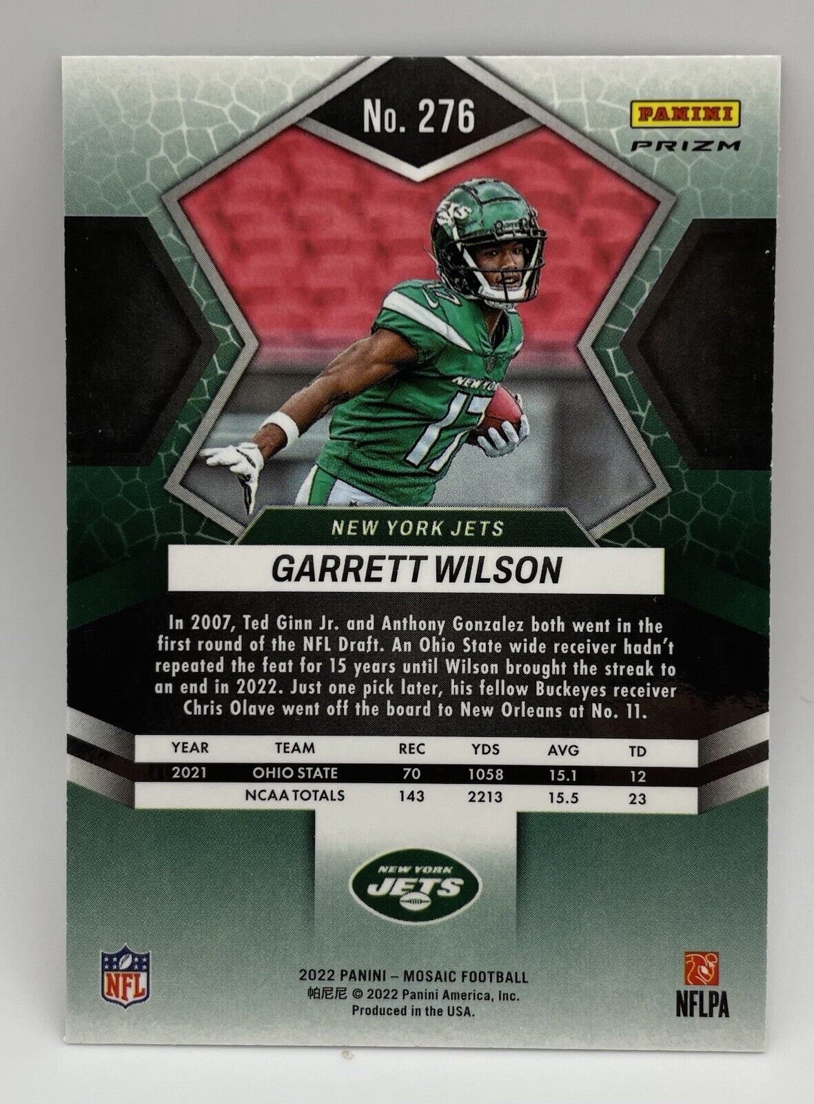 2022 Panini Prizm Mosaic Garrett Wilson #276 Rookie Card New York Jets 💥🔥pink