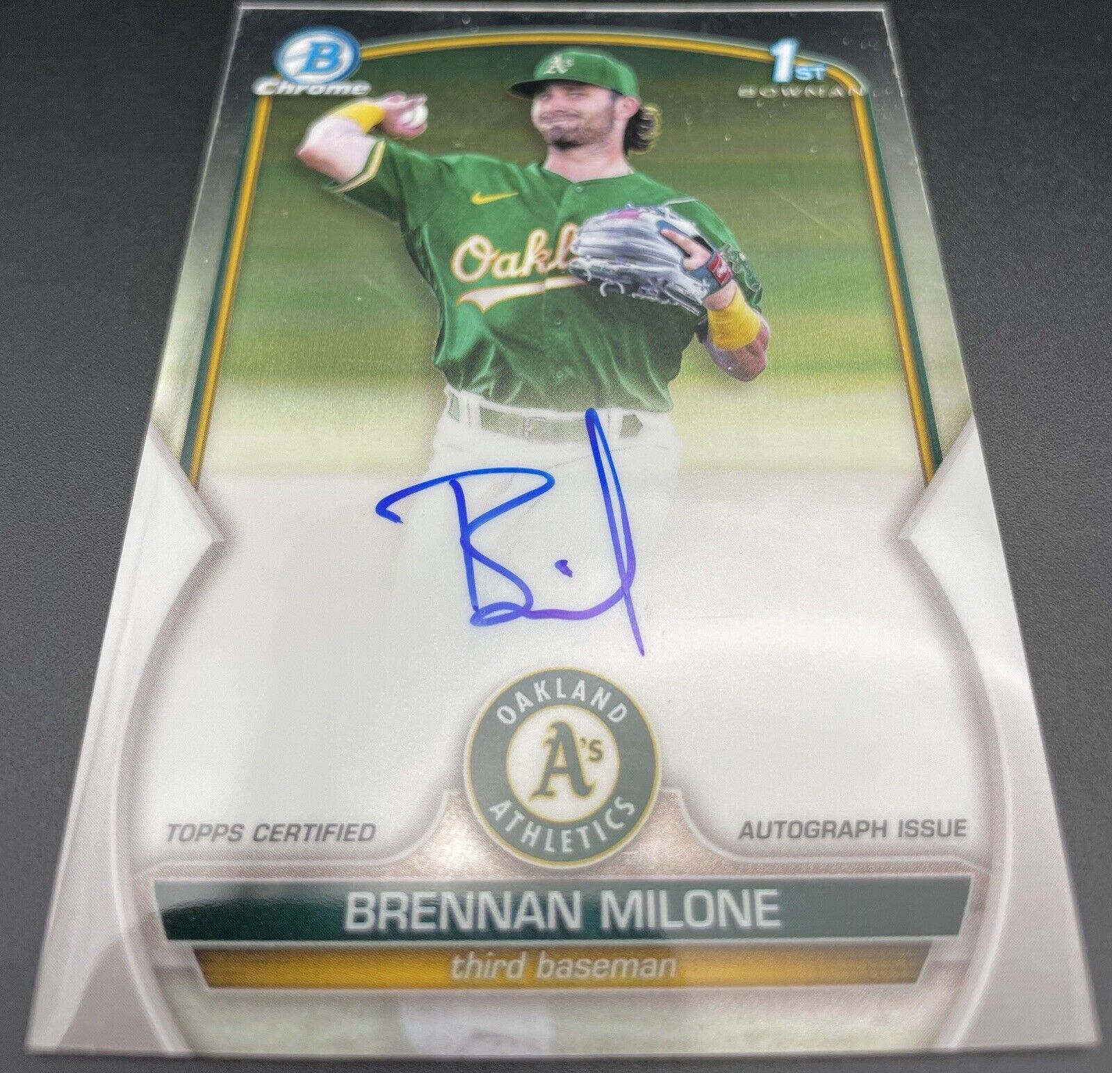 Brennan Milone 2023 Topps Bowman Chrome #CPA-BME AUTO Oakland Athletics