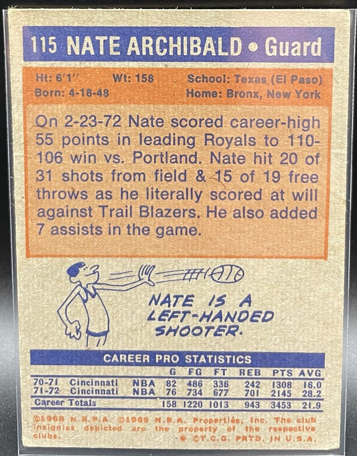 Nate Archibald 1972 Topps Basketball #115  Kansas City Kings HOF