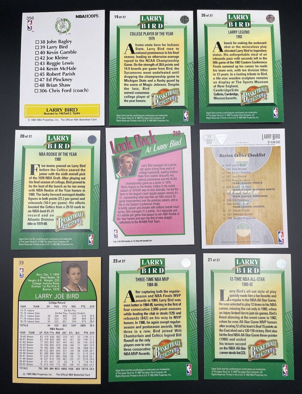 Larry Bird 1990-93 Upper Deck, HOOPS Bostin Celitics HOF Collectors Choice