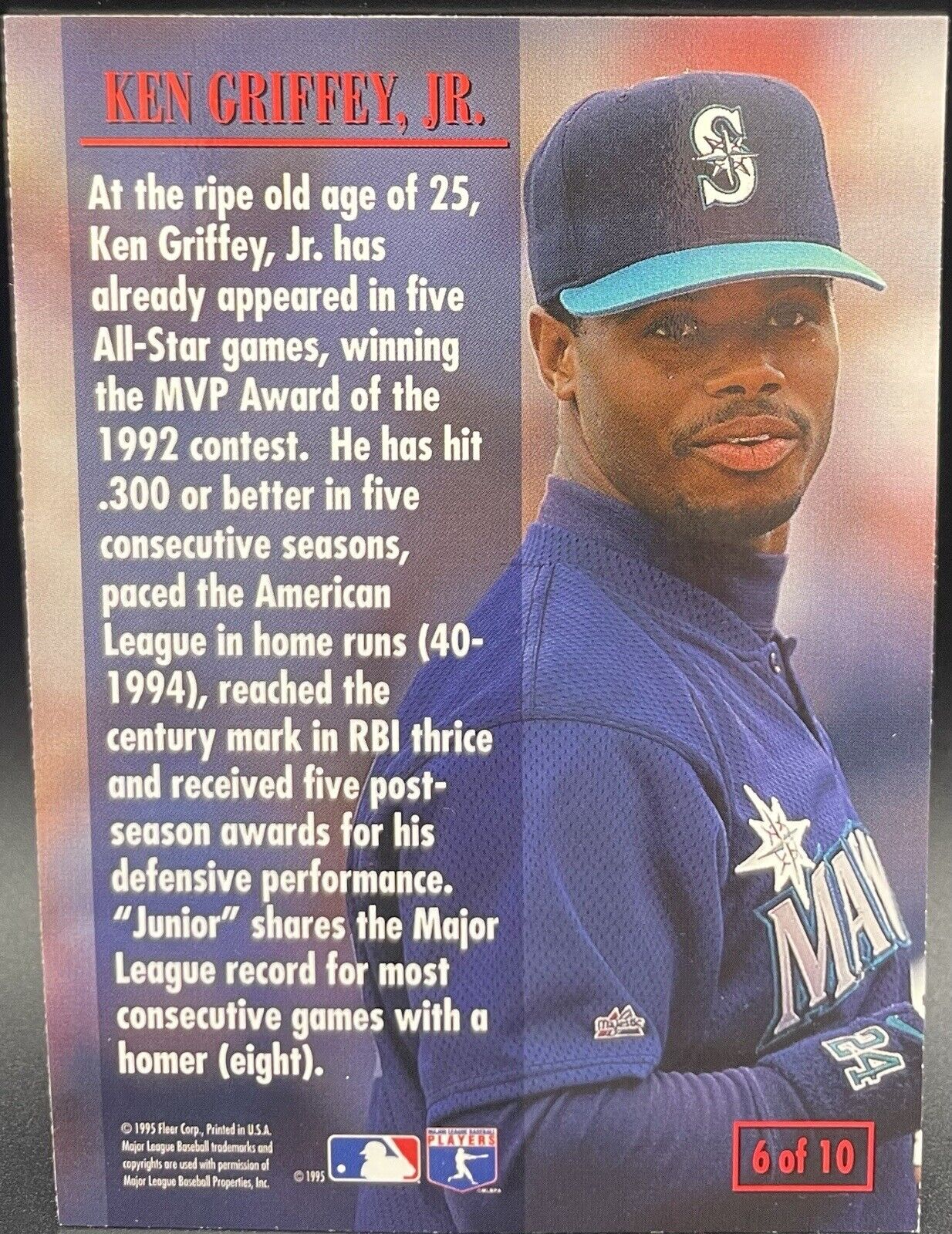 Ken Griffey Jr. #6 of 10 (1995 Fleer) Diamond Tribute Seattle Mariners HOF⚾⚾💥