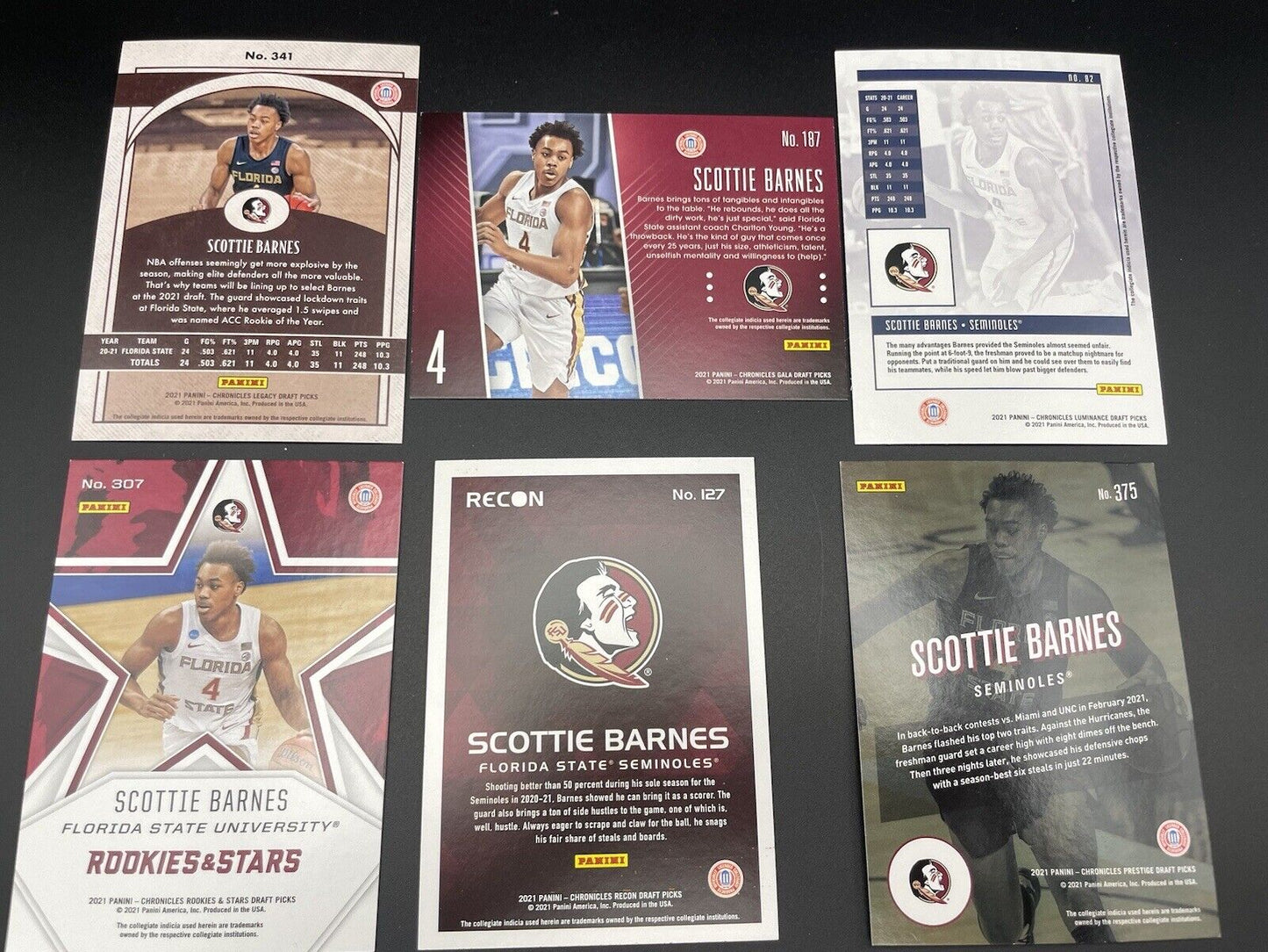 Scottie Barnes 2021 Panini Rookie Cards Tronto Rapters 9 cards total