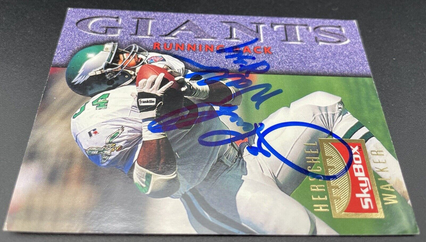 Herschel Walker autograph 1995 Skybox #91 Blue Ink Philadelphia Eagles