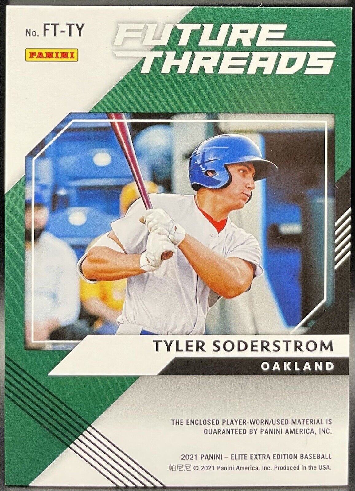 Tyler Soderstrom 2021 Panini Elite Extra Edition #FT-TY Patch RC Oakland...