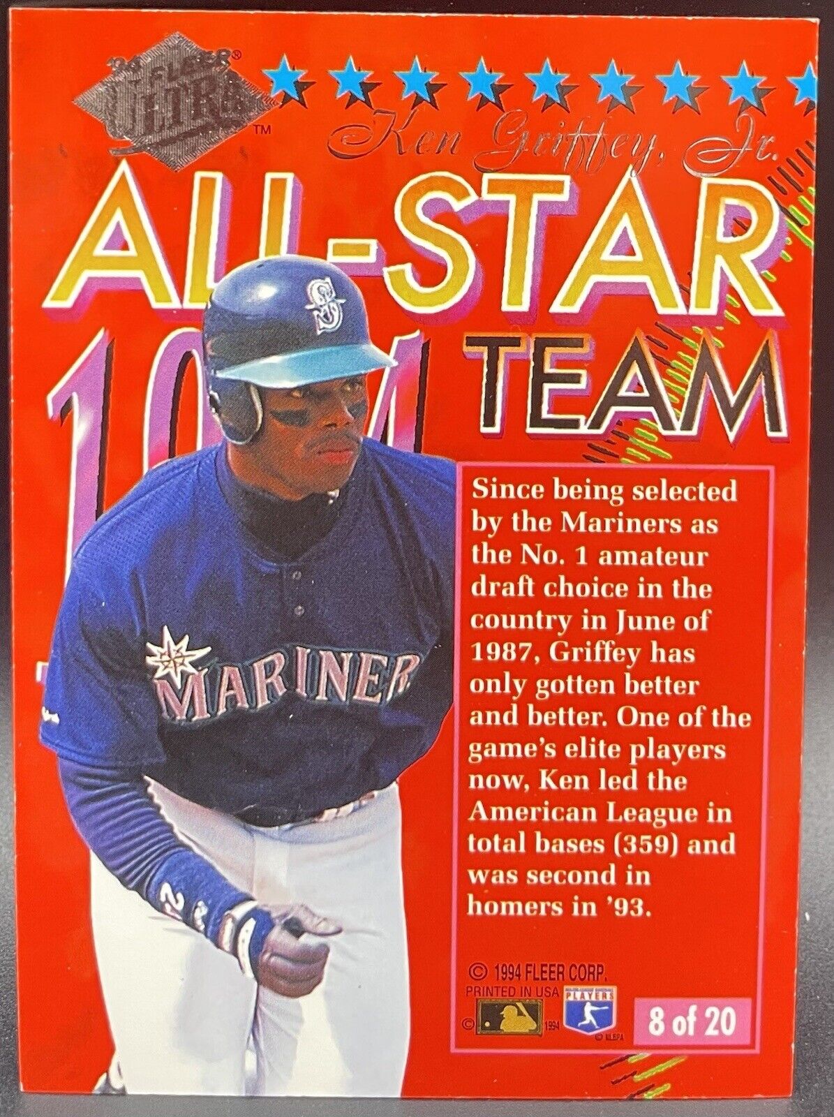 Ken Griffey Jr. #8 of 20 (1994 Fleer Ultra) All-Star Team, Seattle Mariners, HOF