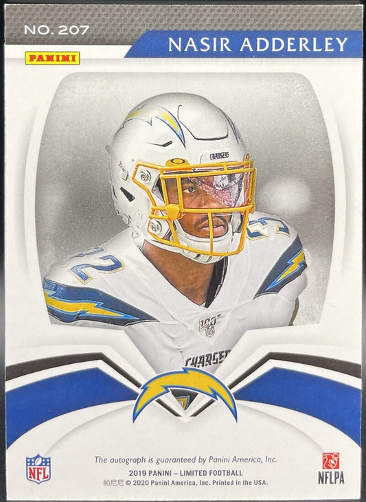 Nasir Adderley 2019 Panini Limited #207 Autograph, 111/199, RC LA Chargers￼