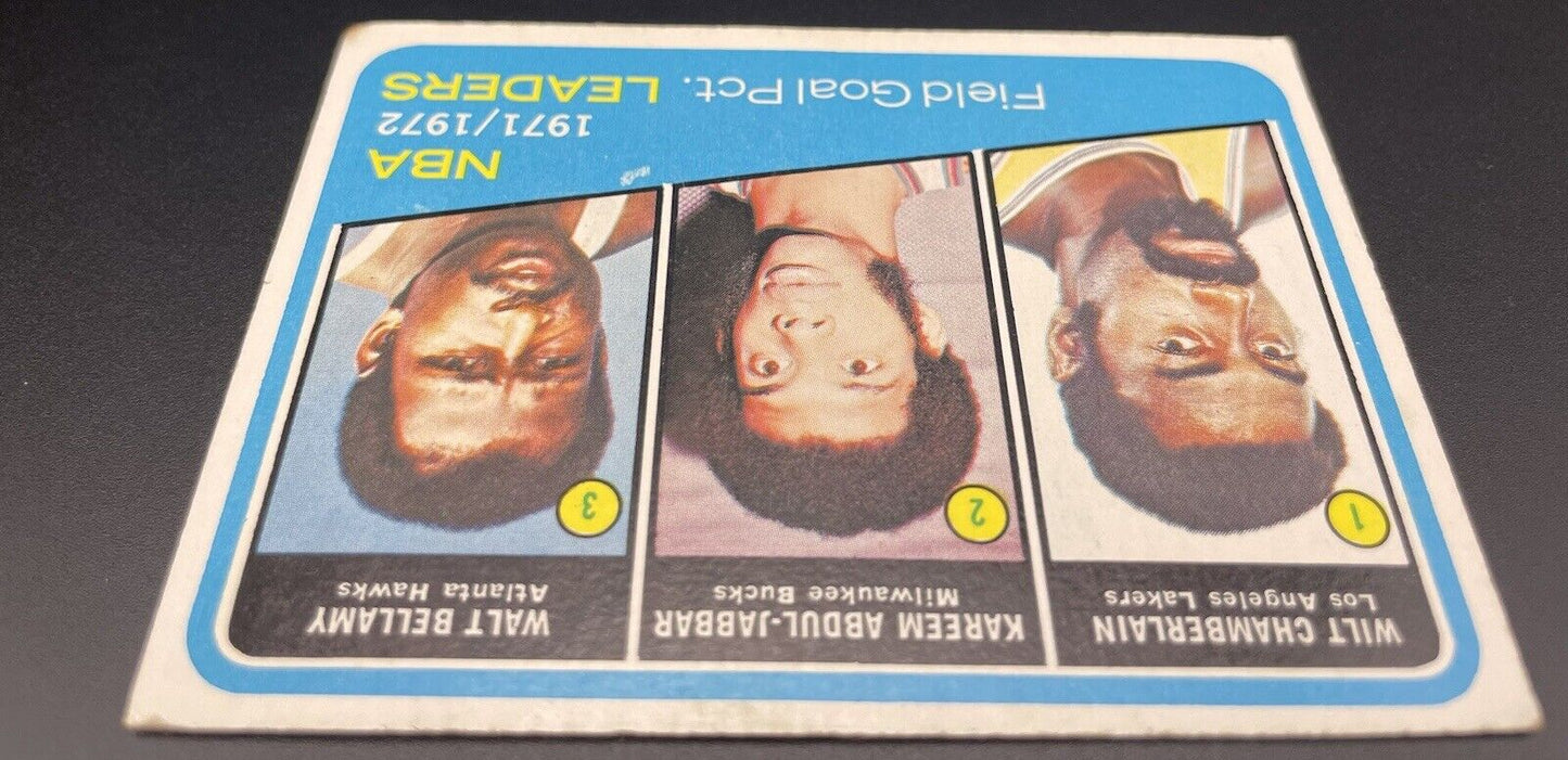 Wilt Chamberlain, Kareem Abdul-Jabbar, Walt Bellamy 1973 Topps #173 field...