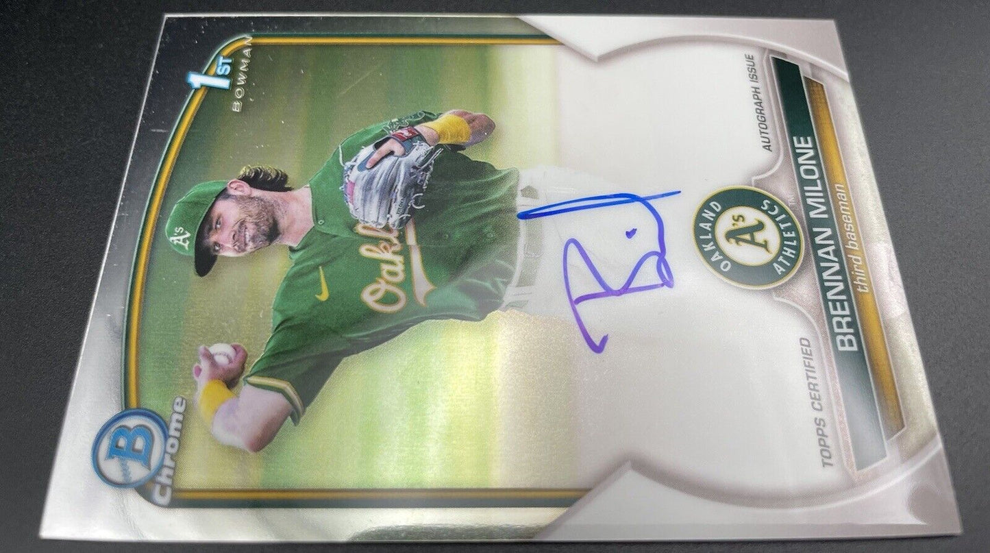 Brennan Milone 2023 Topps Bowman Chrome #CPA-BME AUTO Oakland Athletics