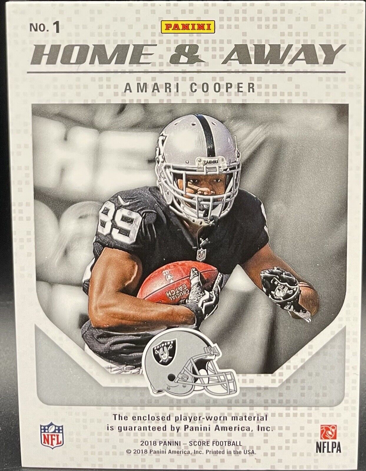 Amari Cooper 2018 Panini Score #1 Home And Away Patch Las Vegas Raiders