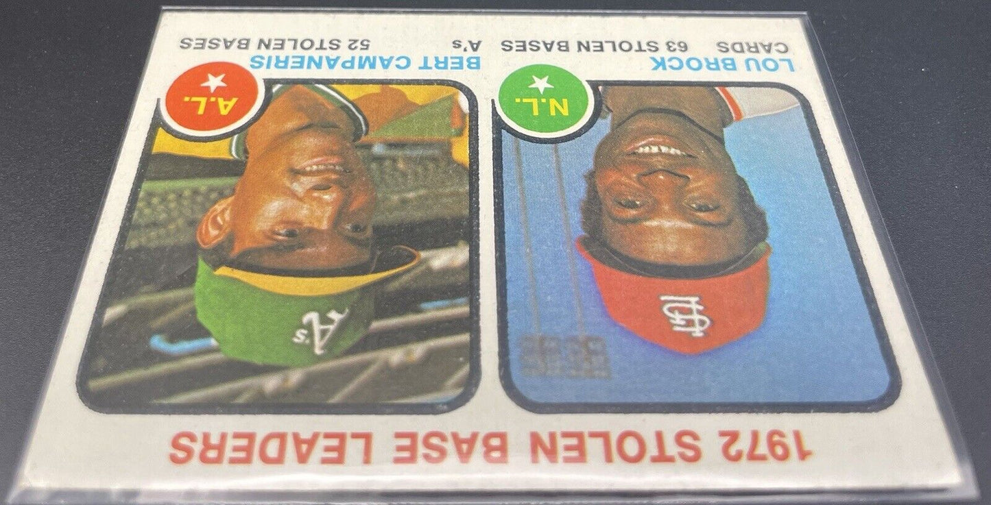 Lou Brock & Bert Campaneris 1973 Topps #64 1972 Stolen Base Leaders 