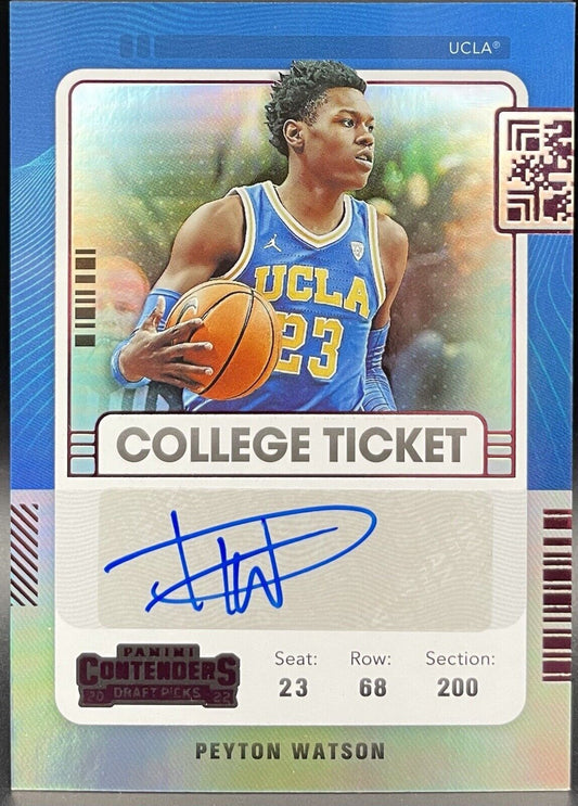 Peyton Watson 2022 Panini Chronicles Draft Picks #CT-PWA Auto, Denver Nuggets