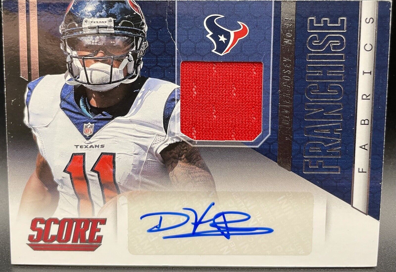 2014 Score DeVier Posey #FF-DP Patch Auto Franchise Fabrics Houston Texans 