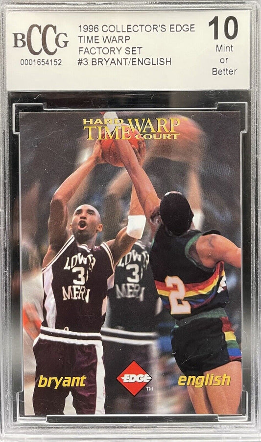 Kobe Bryant / Alex English 1996 Collectors Edge #3 Time Warp BCCG 10 Los Angeles