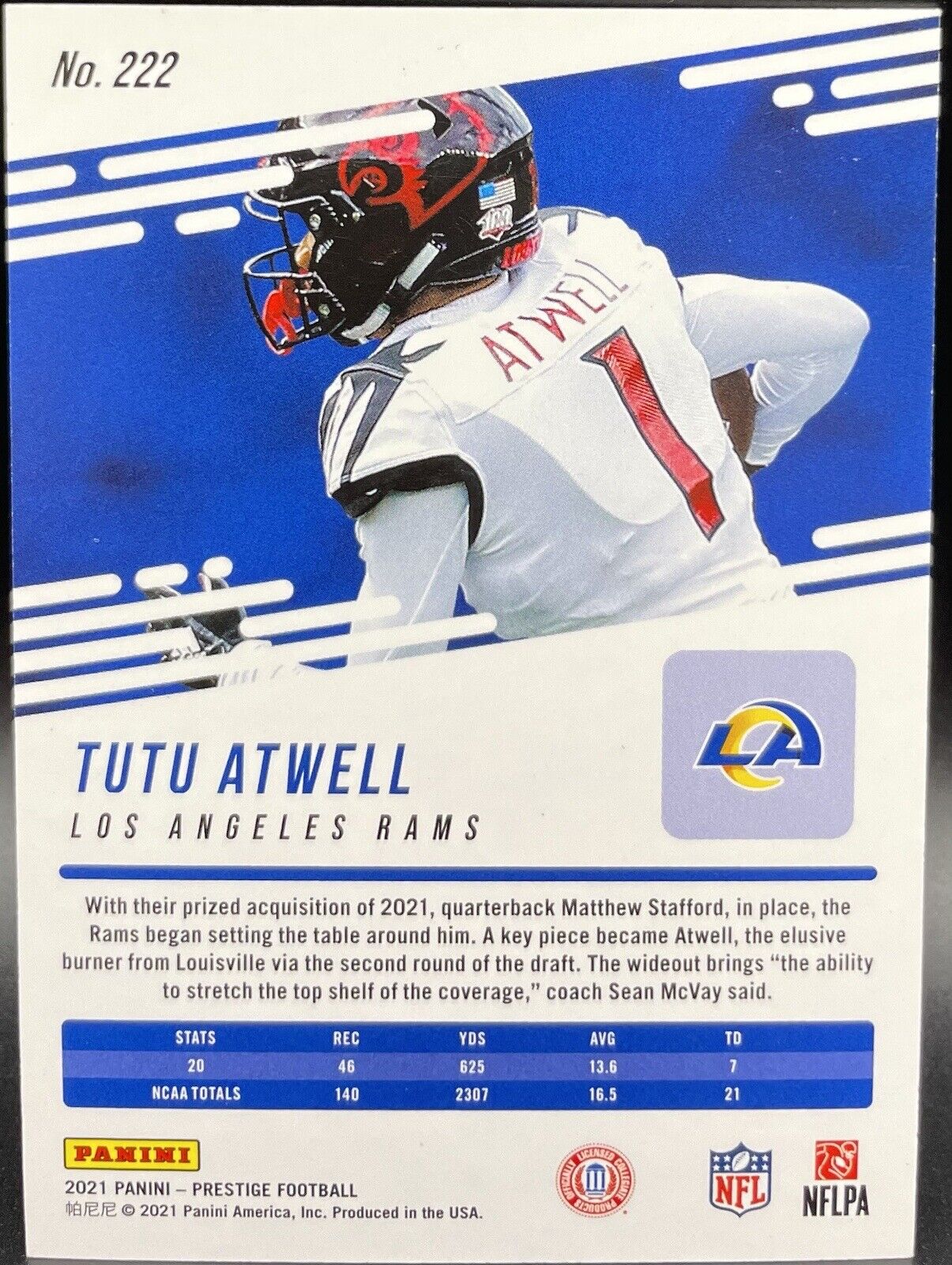 Tutu Swell 2021 Panini Prestige #222 RC / Xtra Points / Yellow  /99 Los Angeles