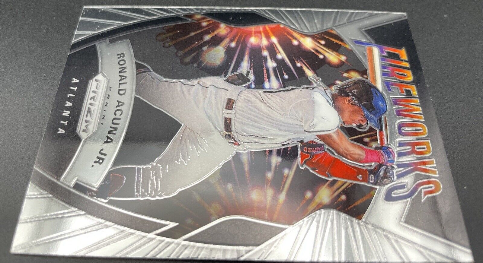 2020 Panini Prizm - Fireworks Silver Prizm #F-7 Ronald Acuña Jr.