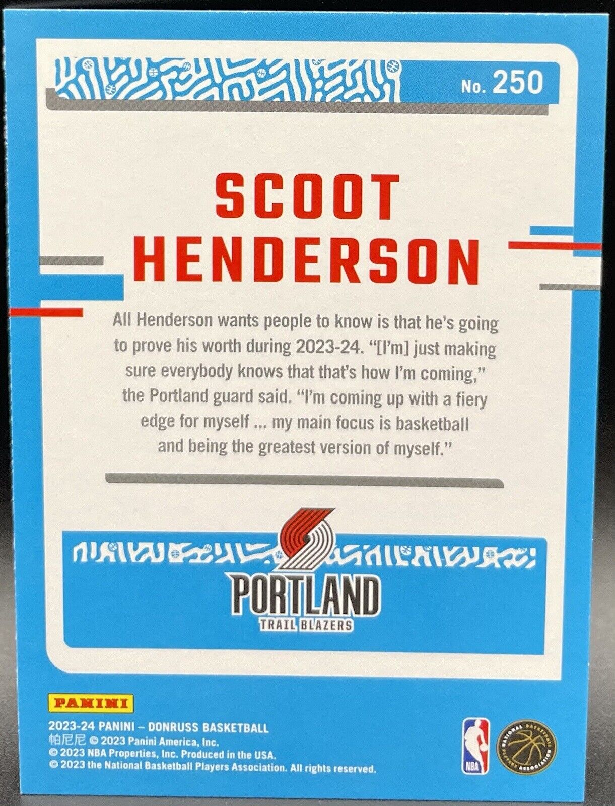 2023-24 Panini Donruss - Rated Rookie #250 Scoot Henderson (RC)