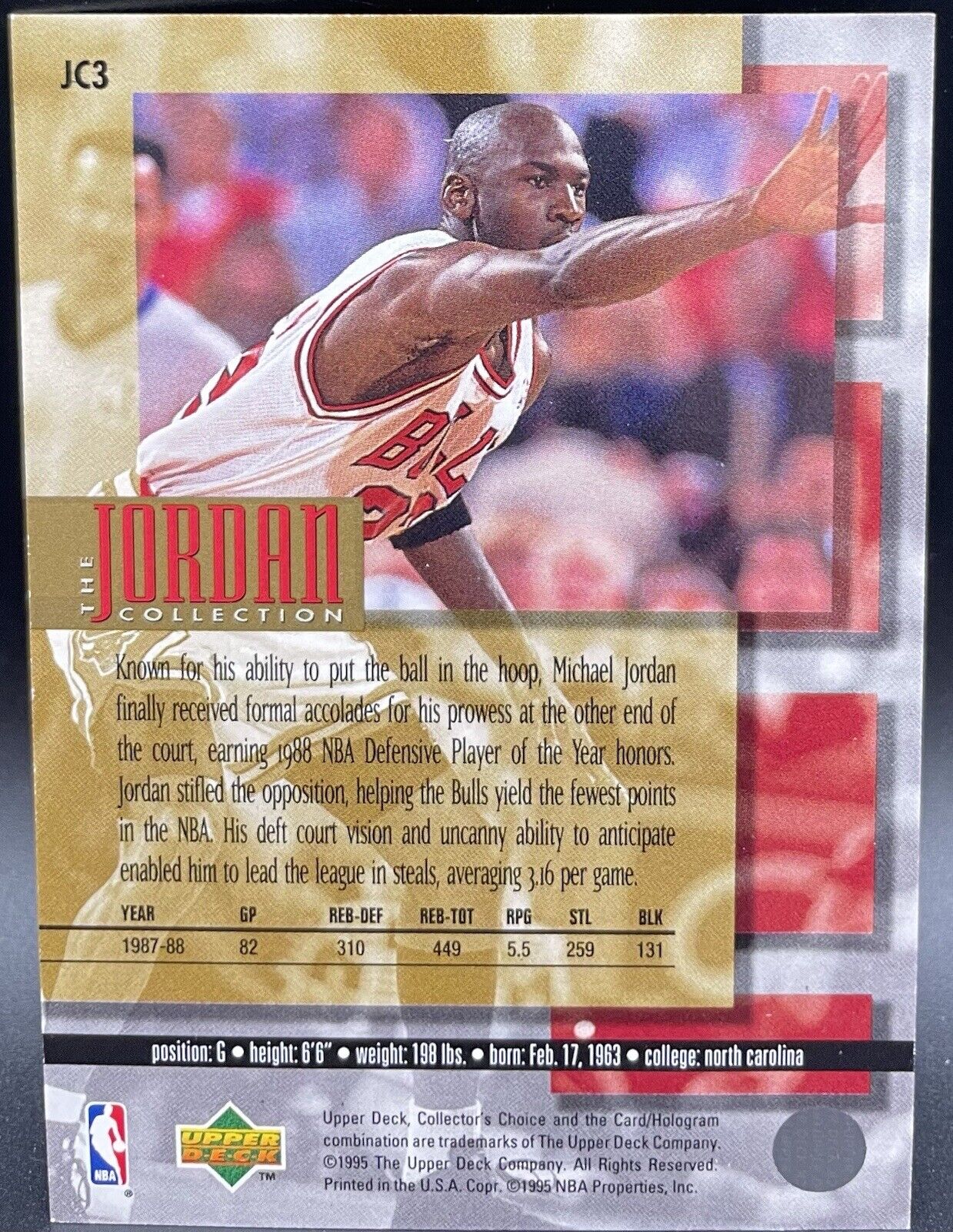 1995 Upper Deck Collectors Choice Michael Jordan #JC3 Chicago Bulls 