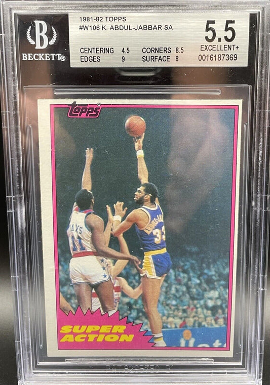 Kareem Abdul-Jabbar 1981 Tops #106 Super Action Beckett  Graded LA Lakers
