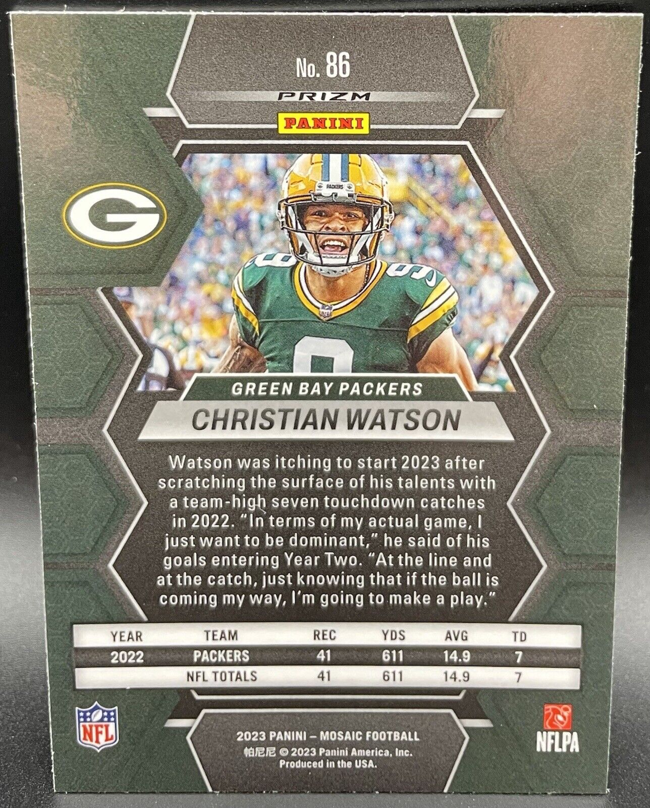 2023 Panini mosaic Christian Watson #86 Green Bay Packers Blue Parallel 🔥🔥